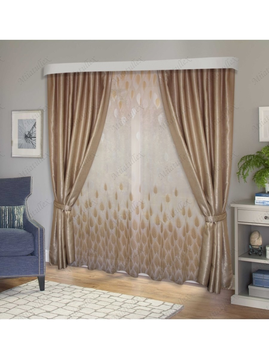 Тюль в гостиную цвет шампань