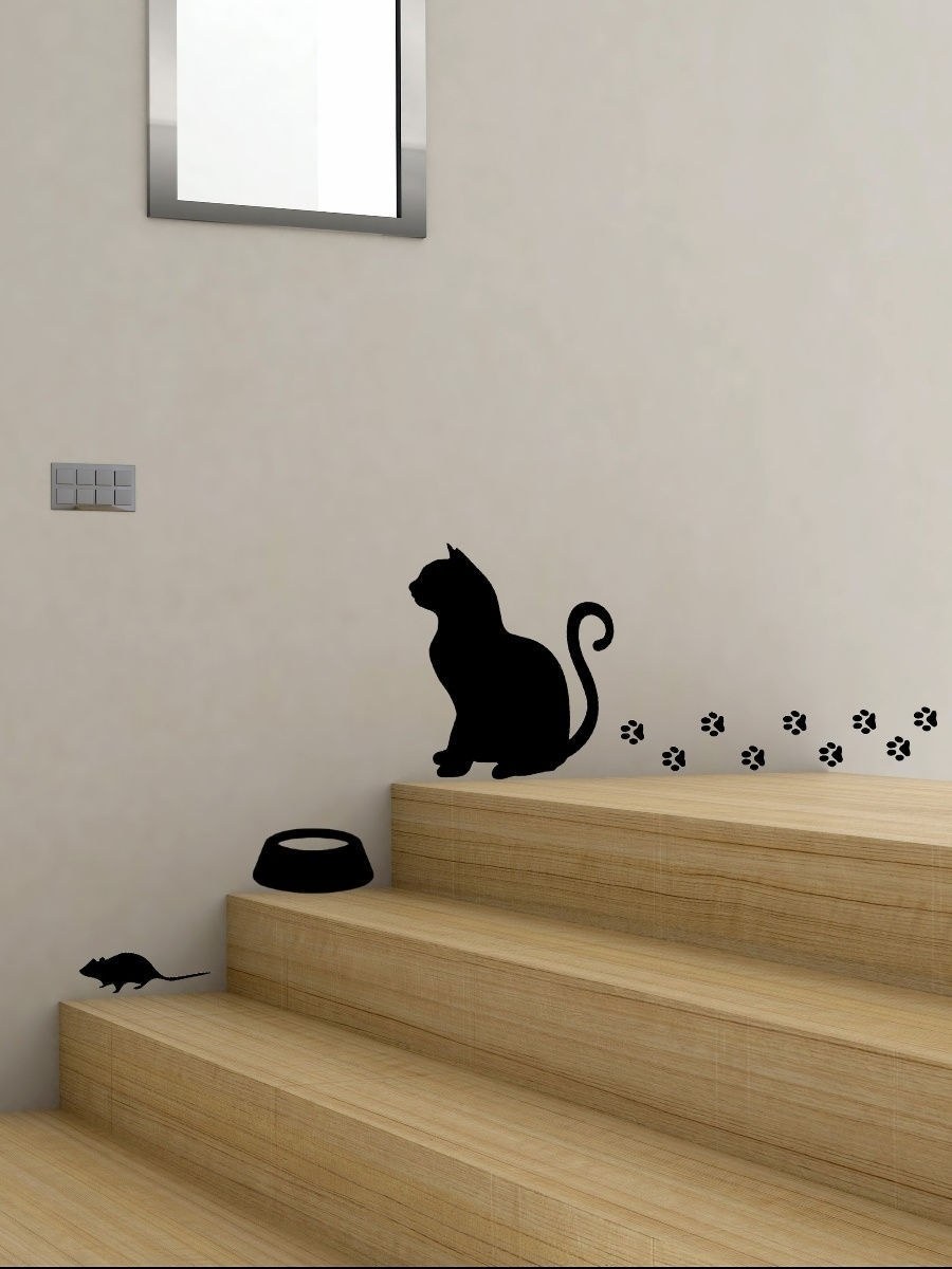 Кот наклейка в интерьере