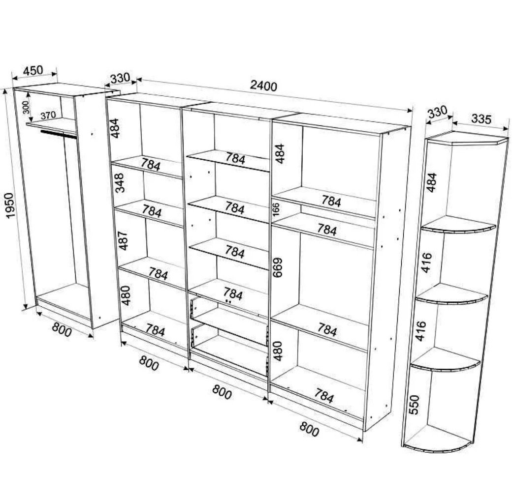 Шкаф-купе 2500х2400х600 чертежи