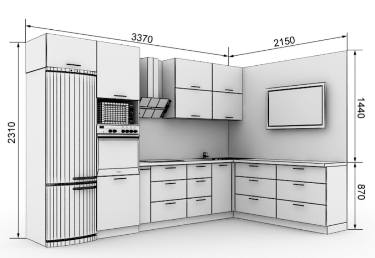 Кухонный гарнитур чертеж
