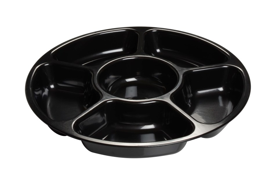 Fineline settings 3521-BK блюдо 30,5 см, 6 секций, черное (12 шт/уп), Pet