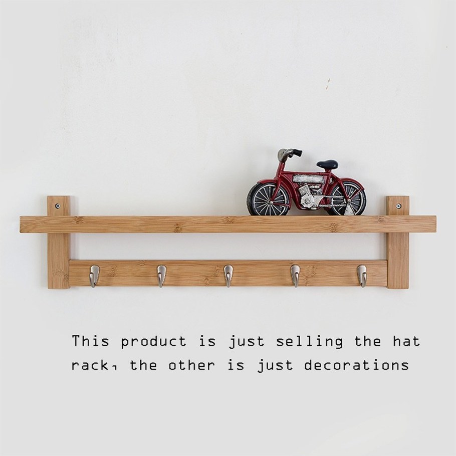 Полка с крючками деревянная