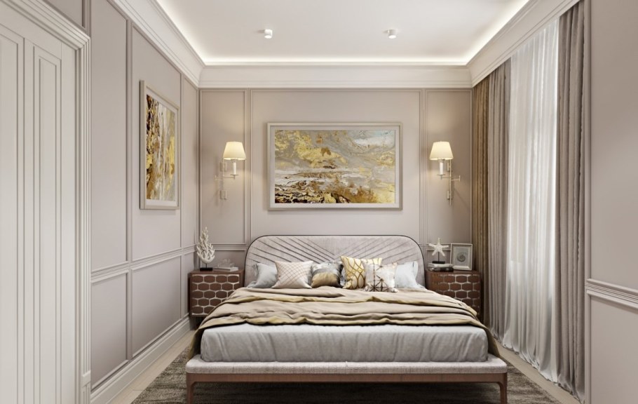Спальня 10 кв м в стиле Неоклассика