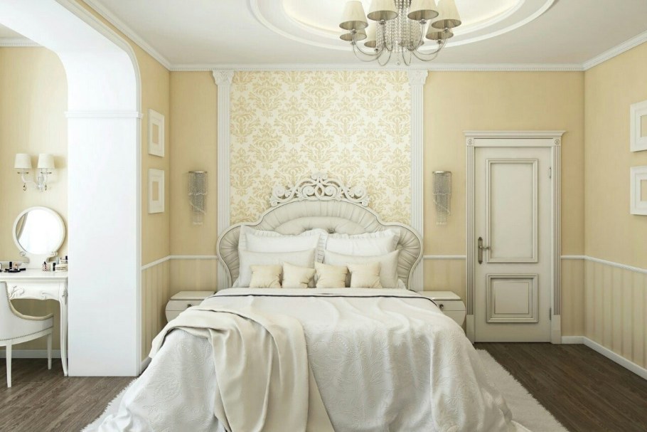 Молдинги в интерьере спальни