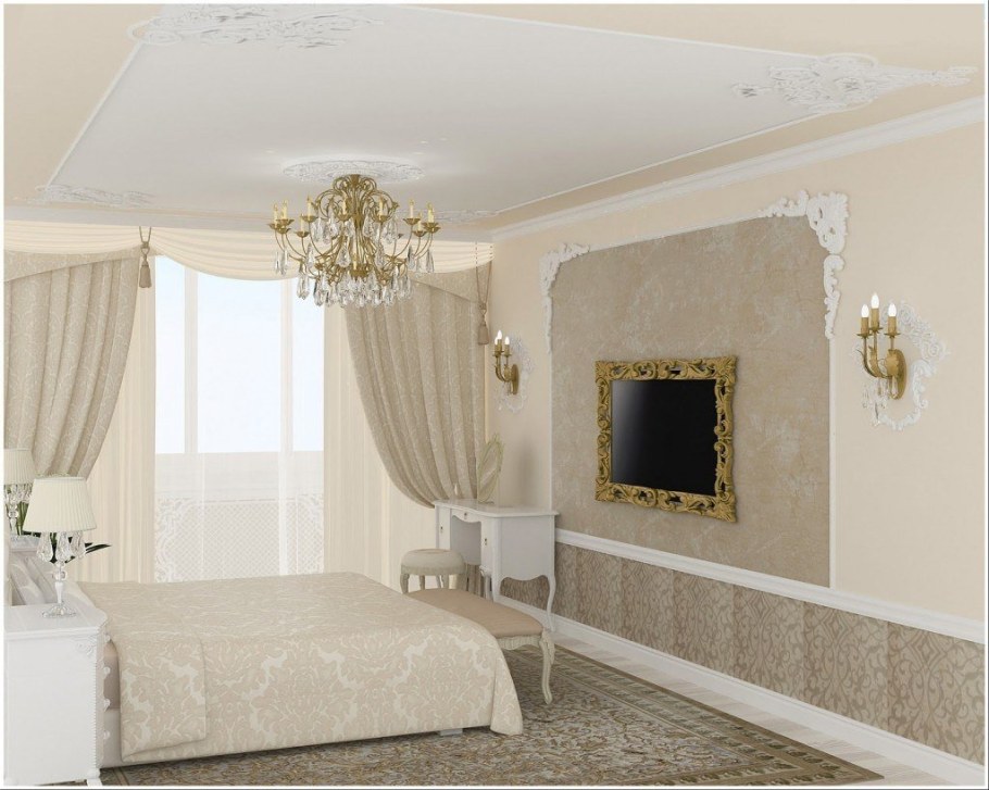 Лепнина в интерьере спальни