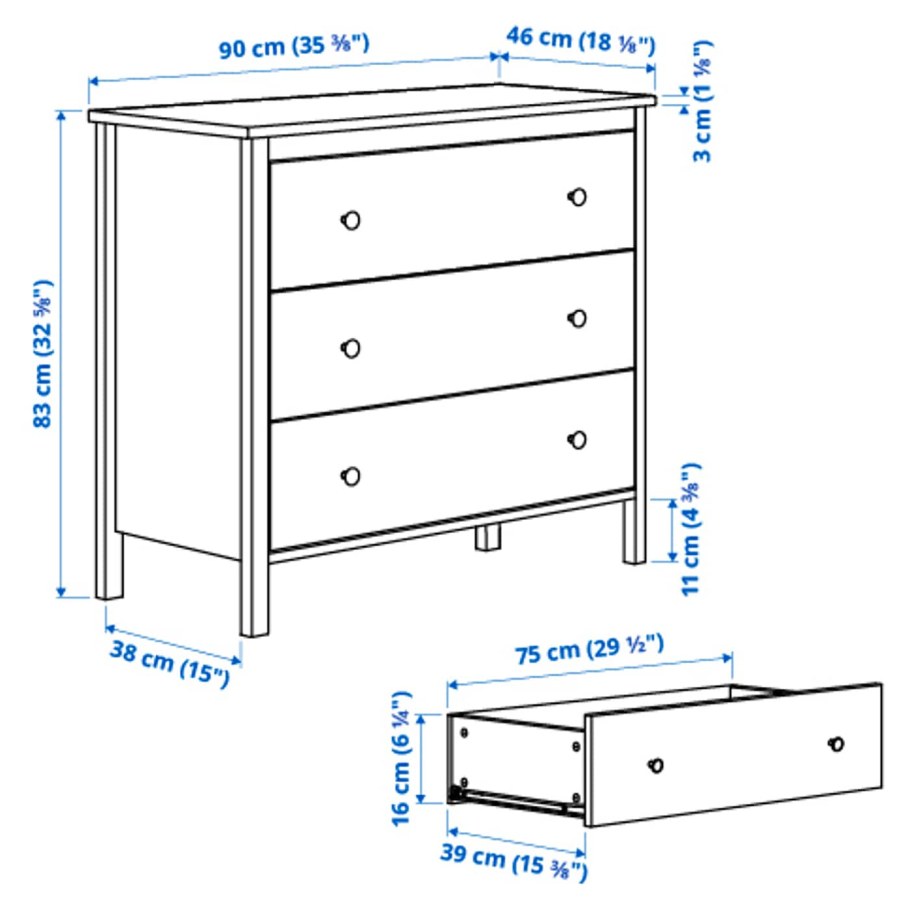 Chest of Drawers Size in Meters