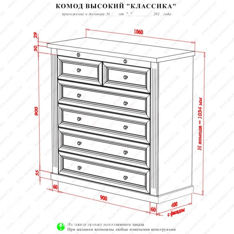 Высота комода