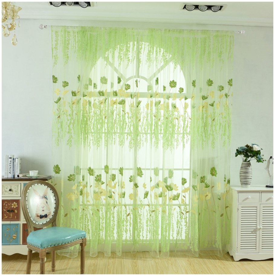 Тюль зеленая