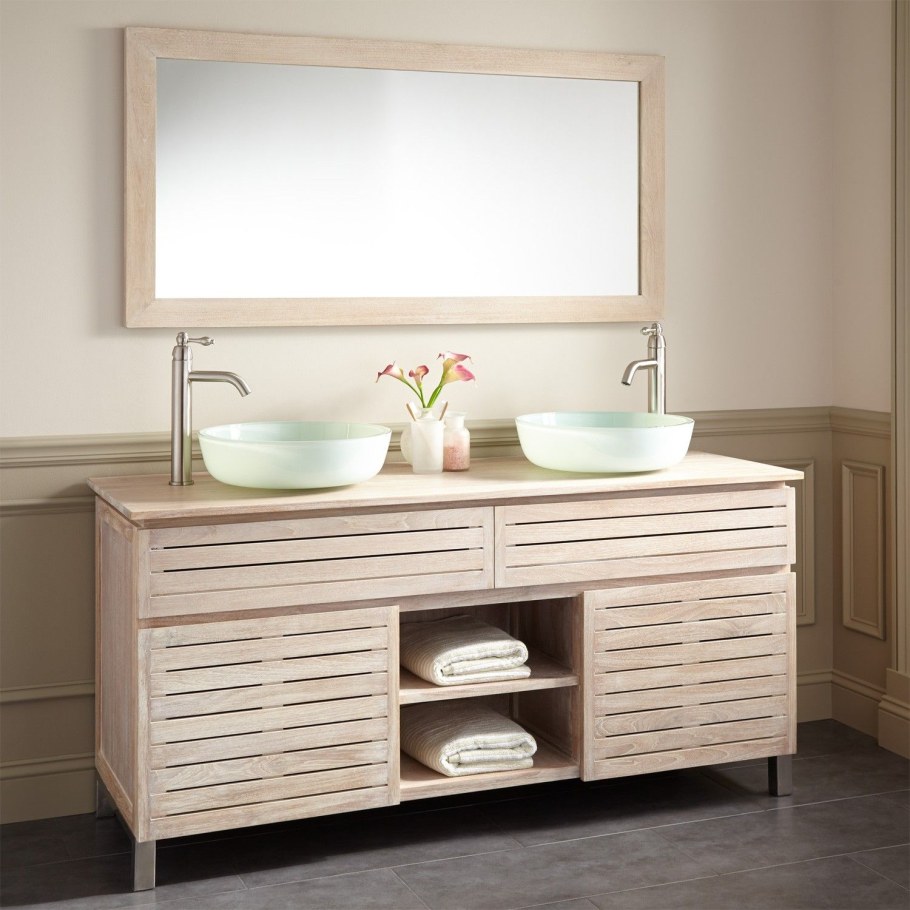 В ванную комод для 2 раковин