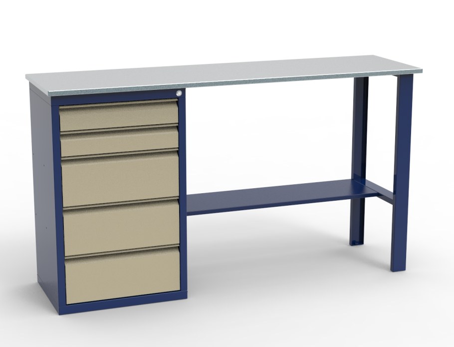 Верстак стол Железный однотумбовый для гаража Левша лв-1т.05.00