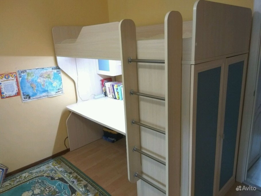 Лазурит кровать детская со шкафом и столом