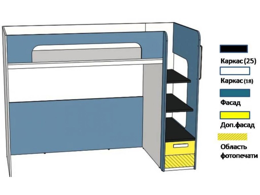 Кровать чердак джинс 507.140