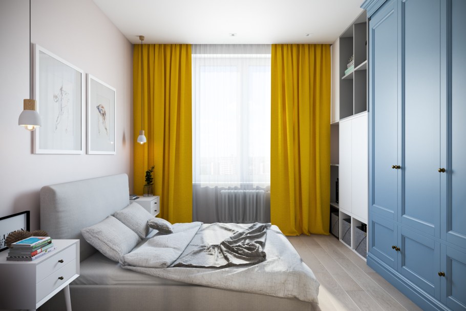 Спальня 12 кв.м в стиле Сканди