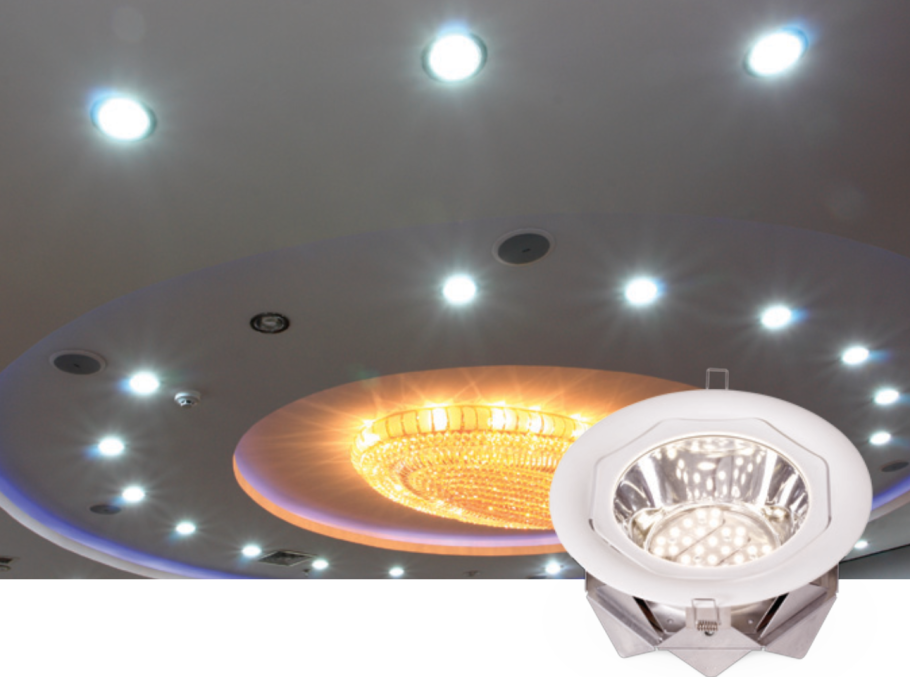 Точечные светильники для натяжных потолков в интерьере