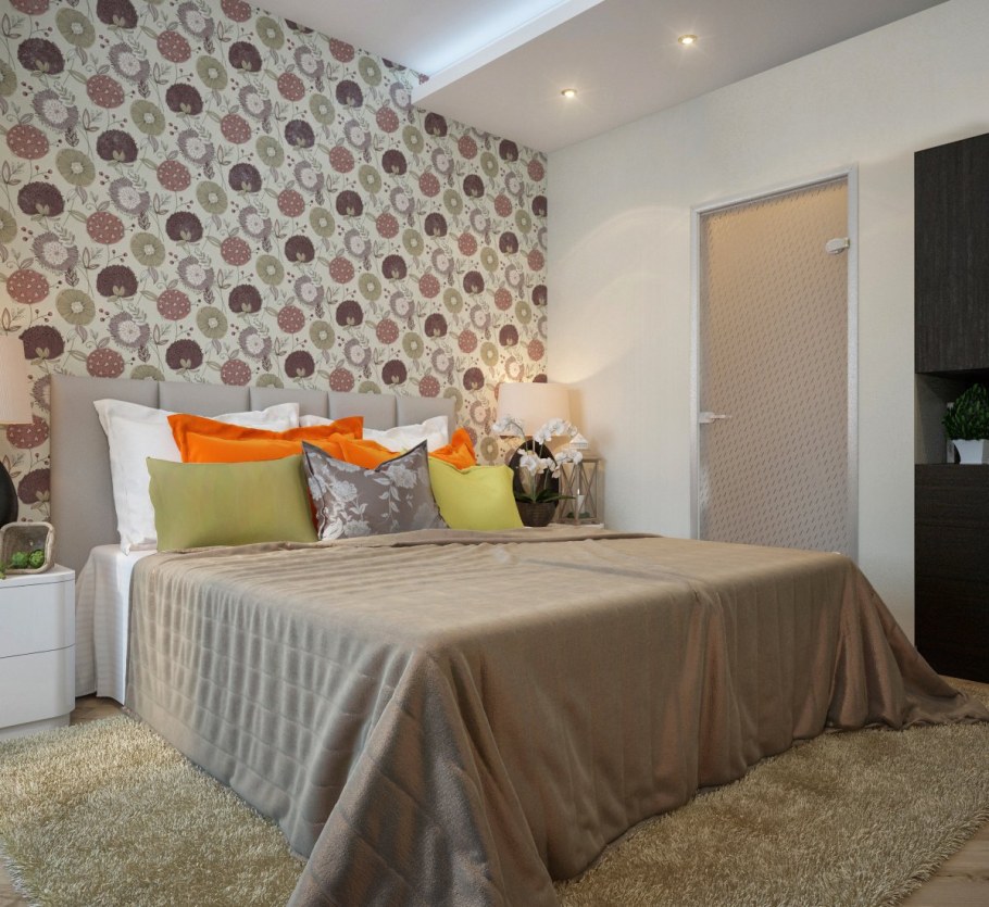 Обои для спальни комбинированные