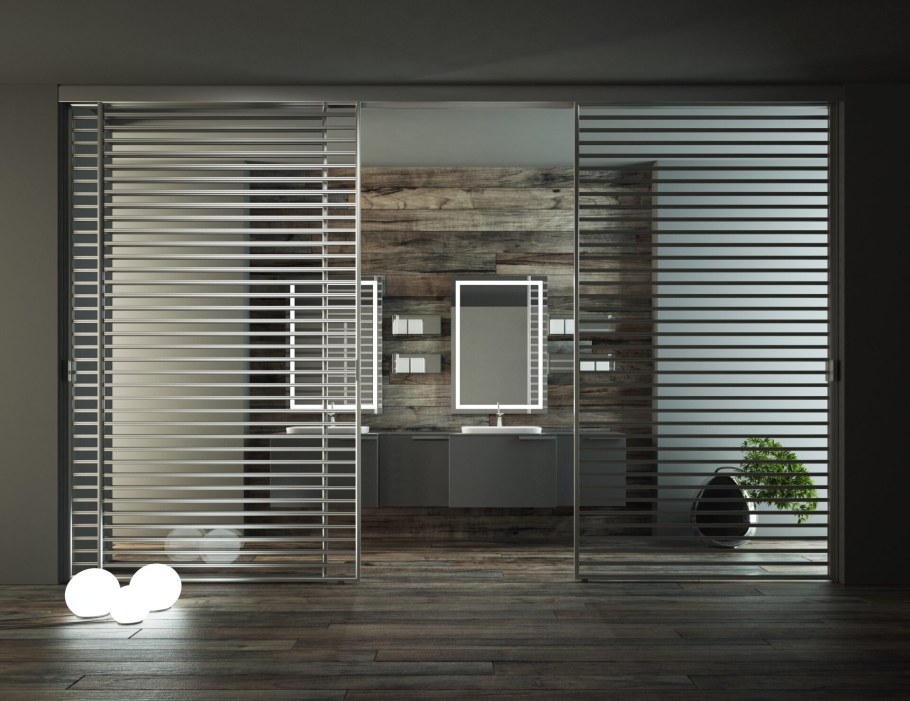 Напольные жалюзи раздвижные типа купе