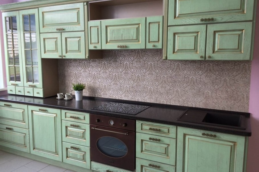 Кухни фасад Берта цвет зеленый патина