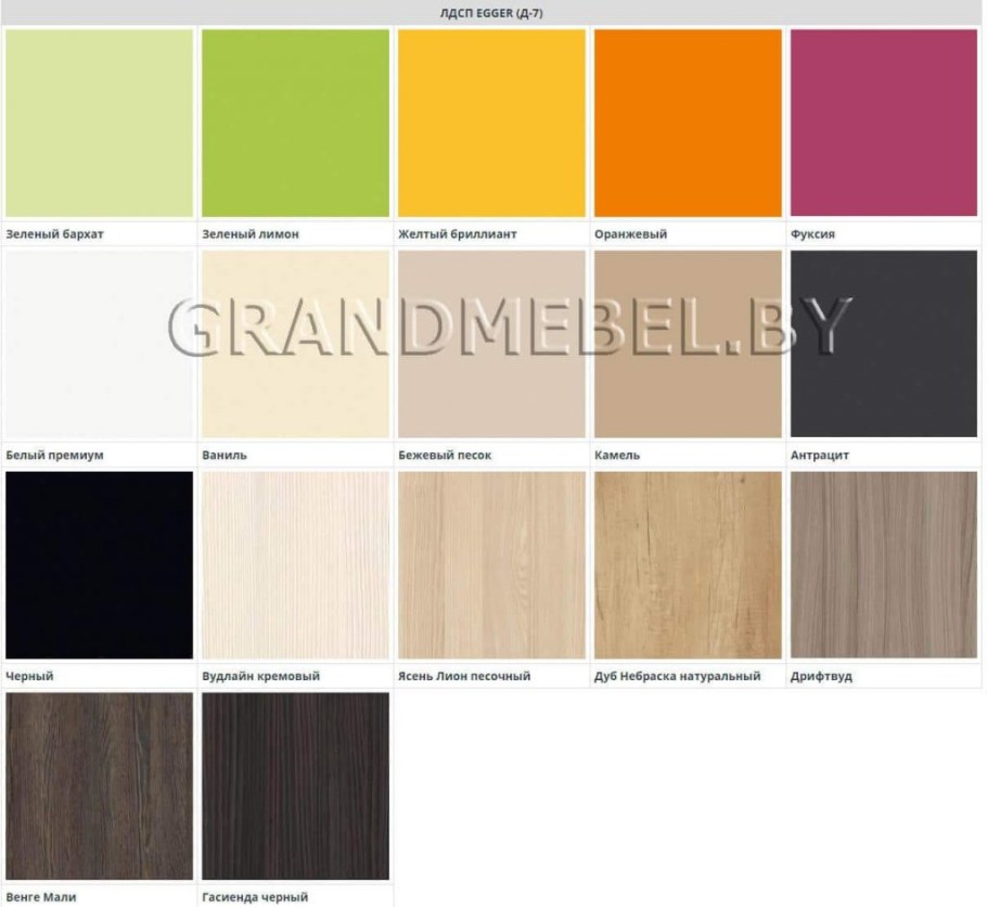 Egger палитра цветов ЛДСП