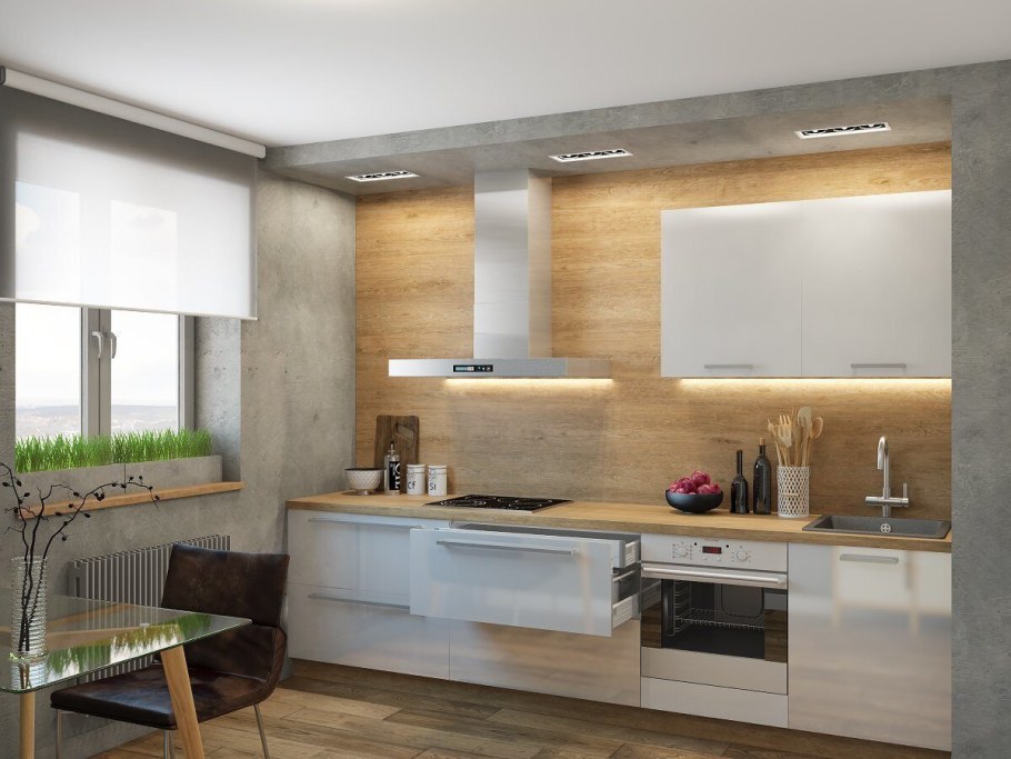 Современная линейная кухня