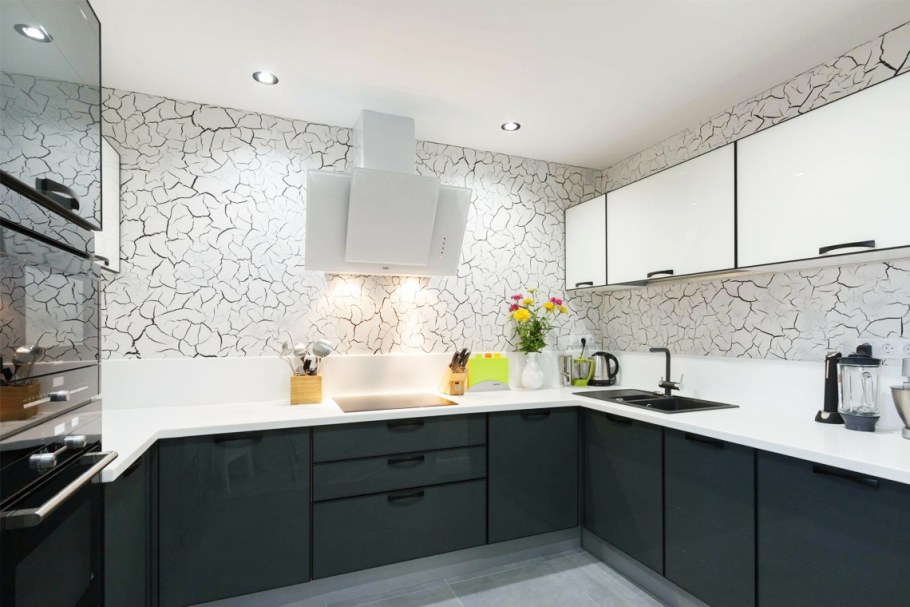 Серый фартук для кухни