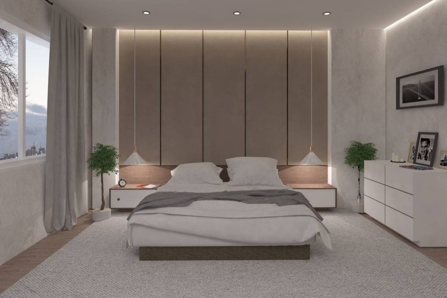 Спальня в стиле Минимализм в светлых тонах