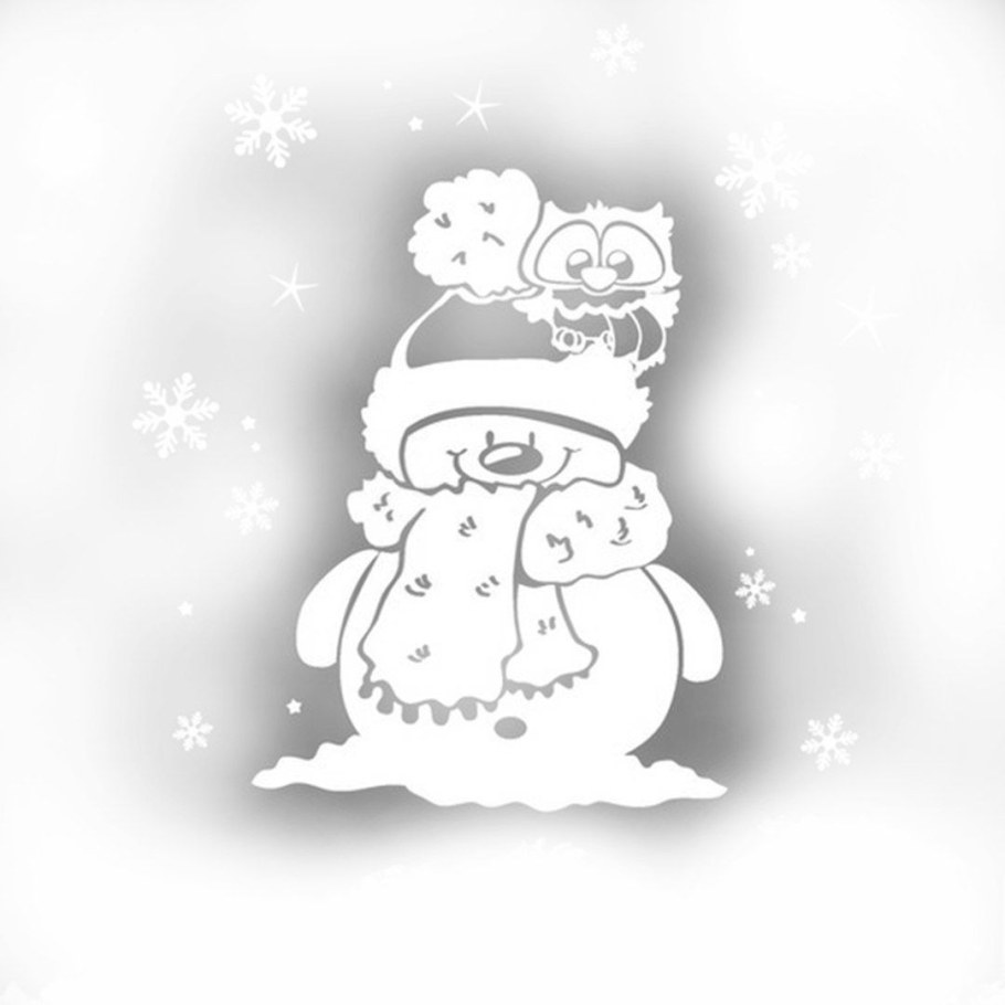 Вытынанки на окна новогодние Снеговики