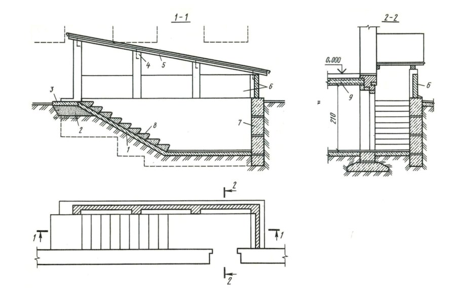 Чертеж - устройство наружного входа в подвал