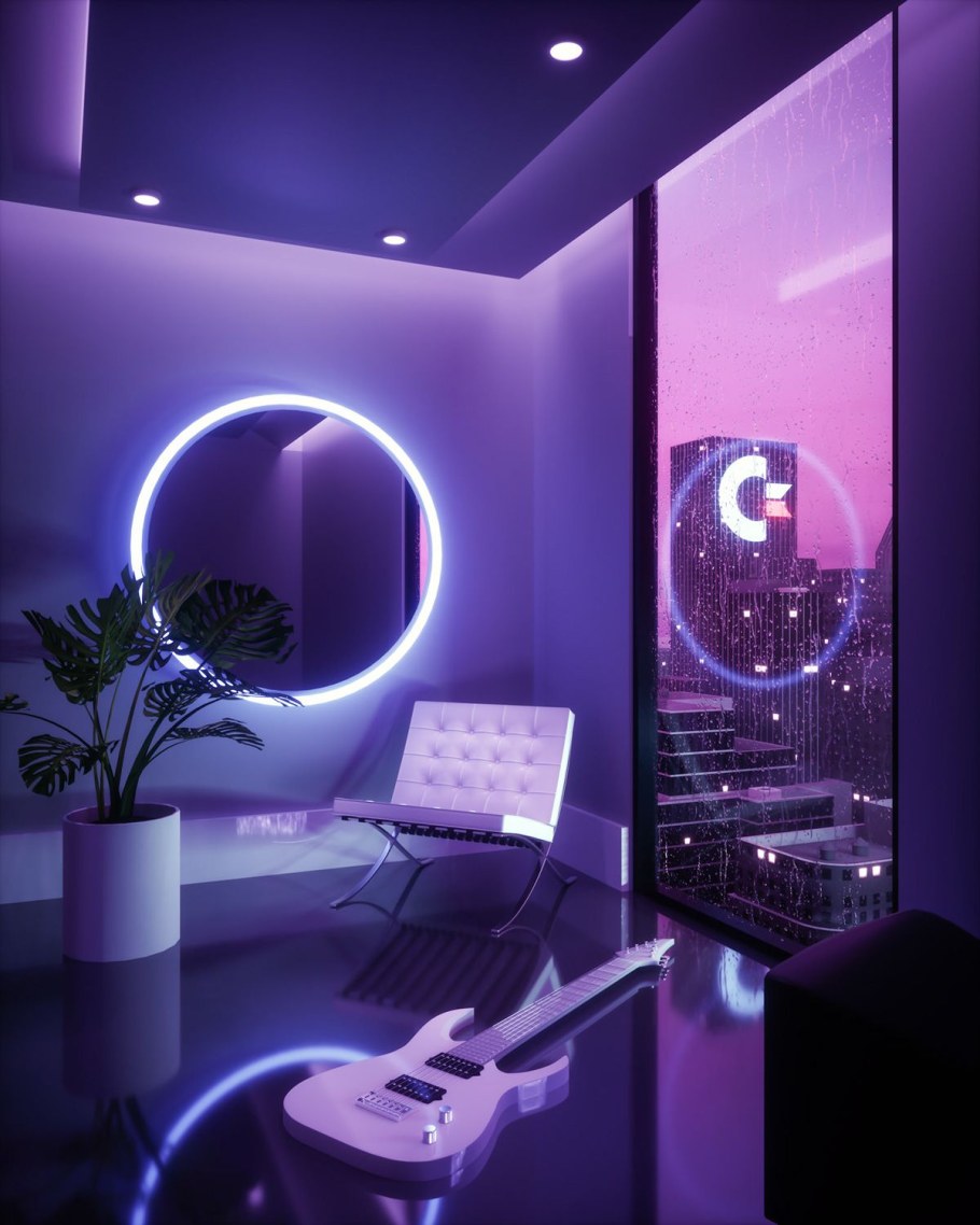 Неон в интерьере квартиры