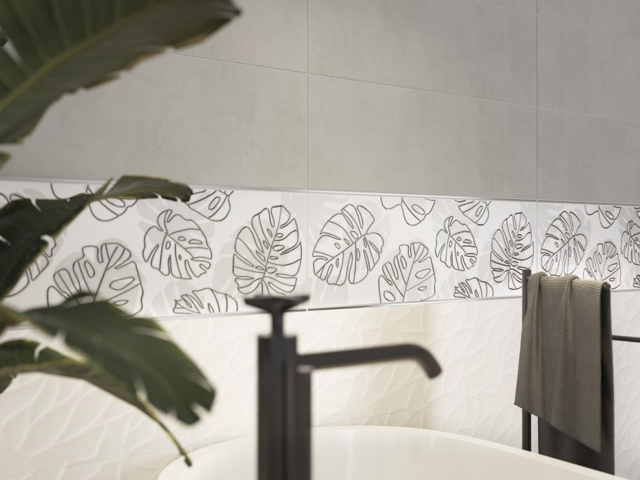 Плитка gou052 Glory рельеф белая 25x75