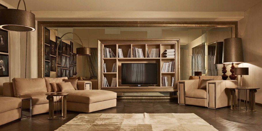 Стеллаж в интерьере гостиной ар деко