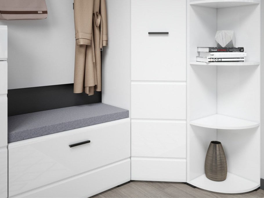 Тумба Империал Йорк 2д1ящ белый жемчуг/белый глянец