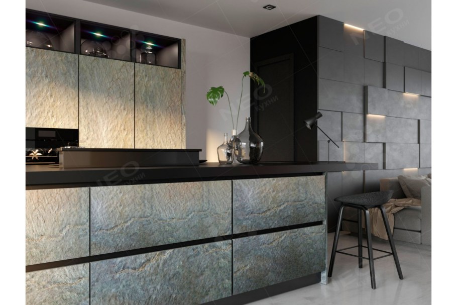 Кухня из каменного шпона