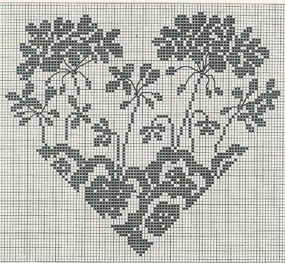 Монохромные сердца вышивка крестом