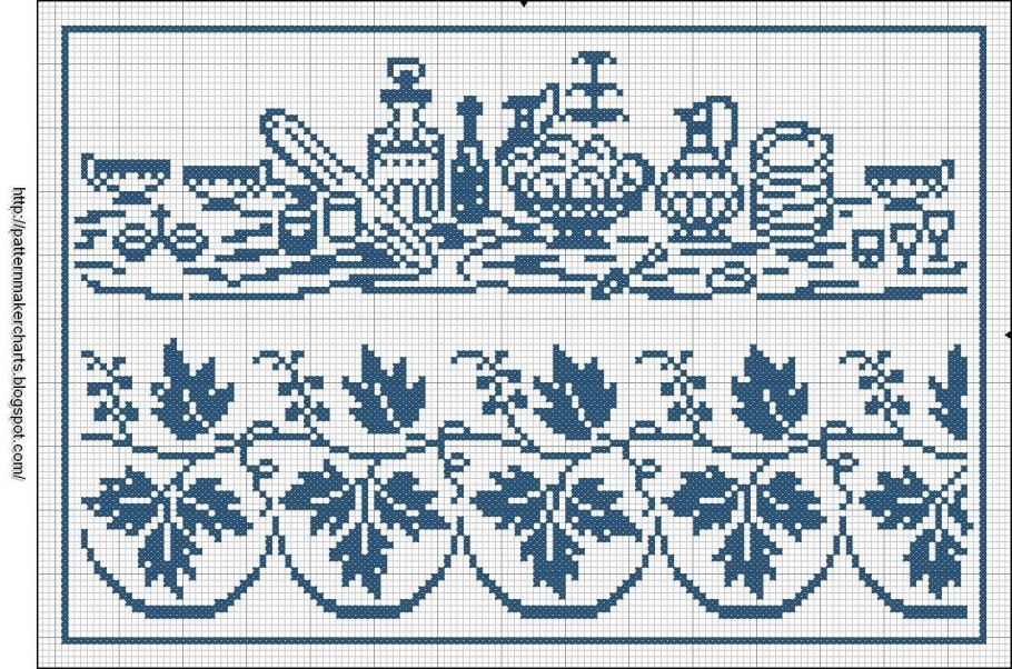 Вышивка крестом одноцветные бордюры