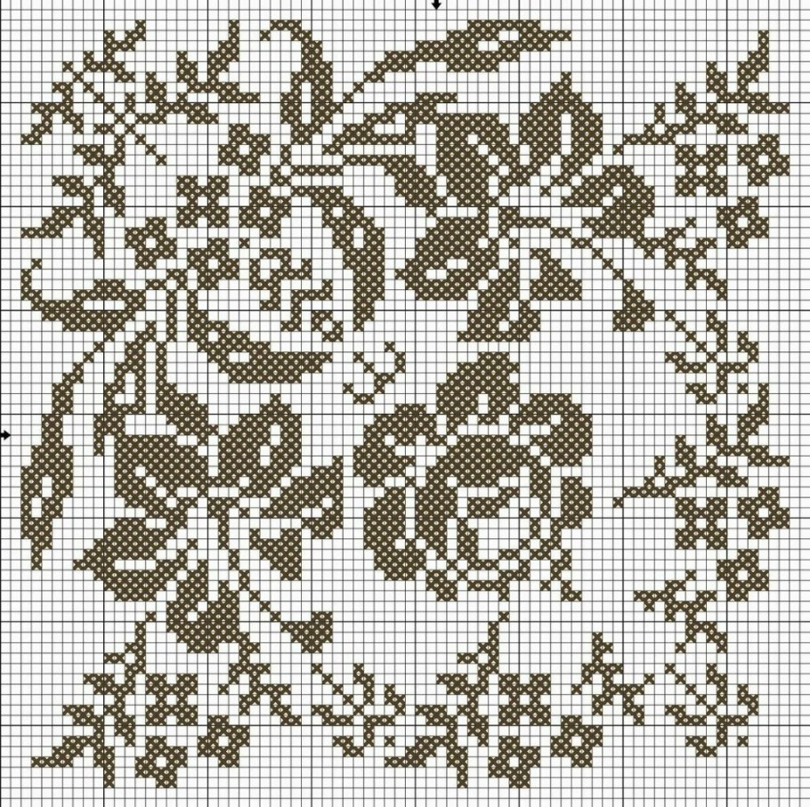 Цветочные узоры для филейного вязания крючком