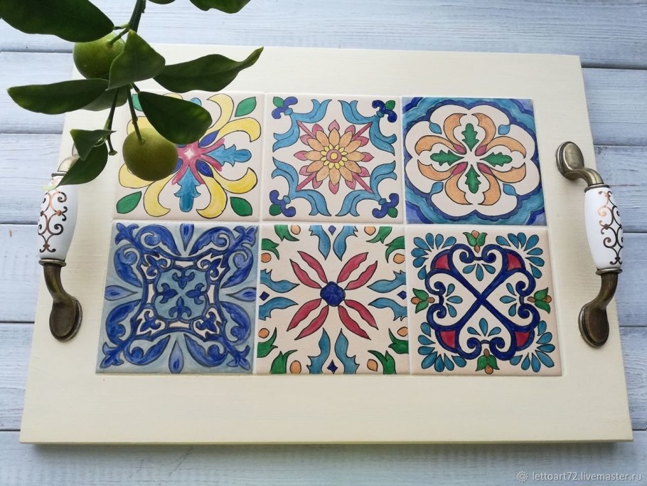 Поднос с керамической плиткой