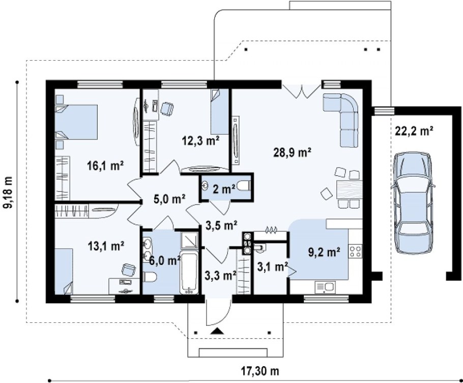 Проект дома z69 одноэтажного