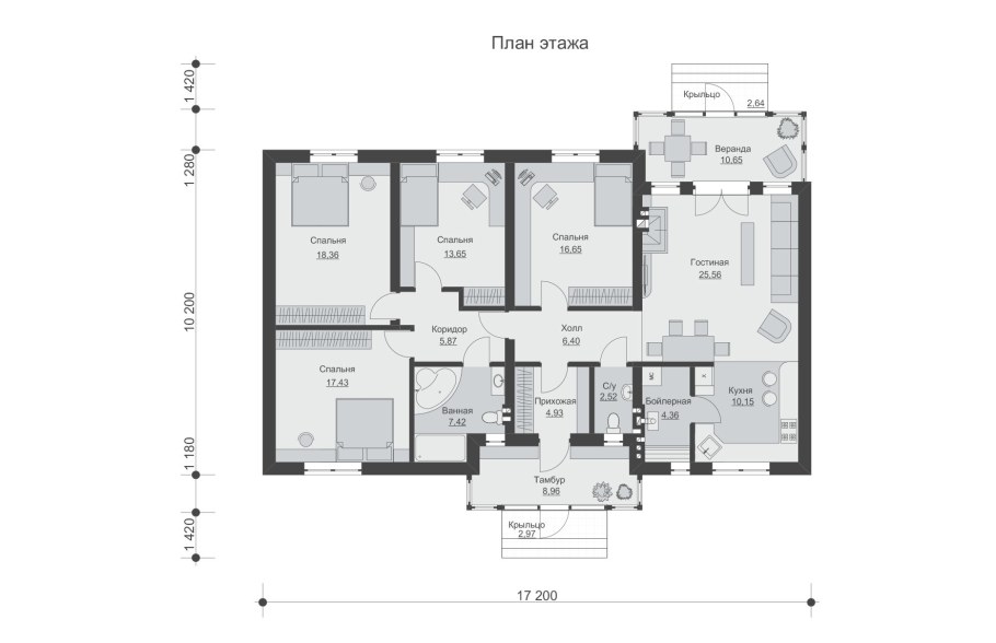 Проекты домов 150-200 одноэтажный планировка