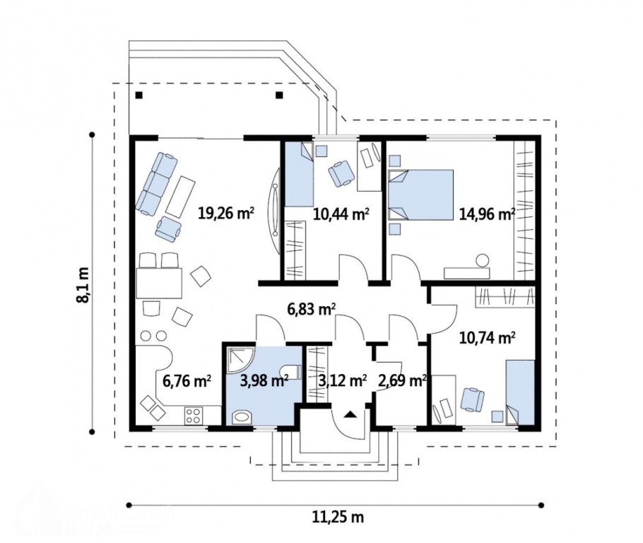 Одноэтажный дом из пеноблоков проекты 120кв