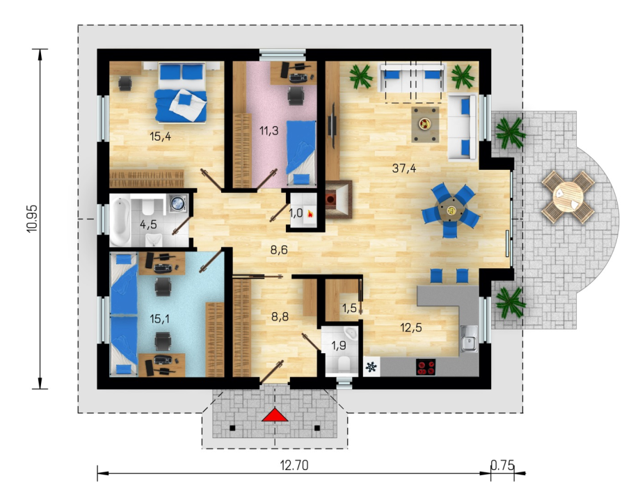Проект дома 15х12 одноэтажный