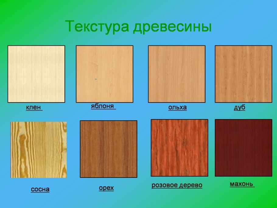 Различные породы древесины