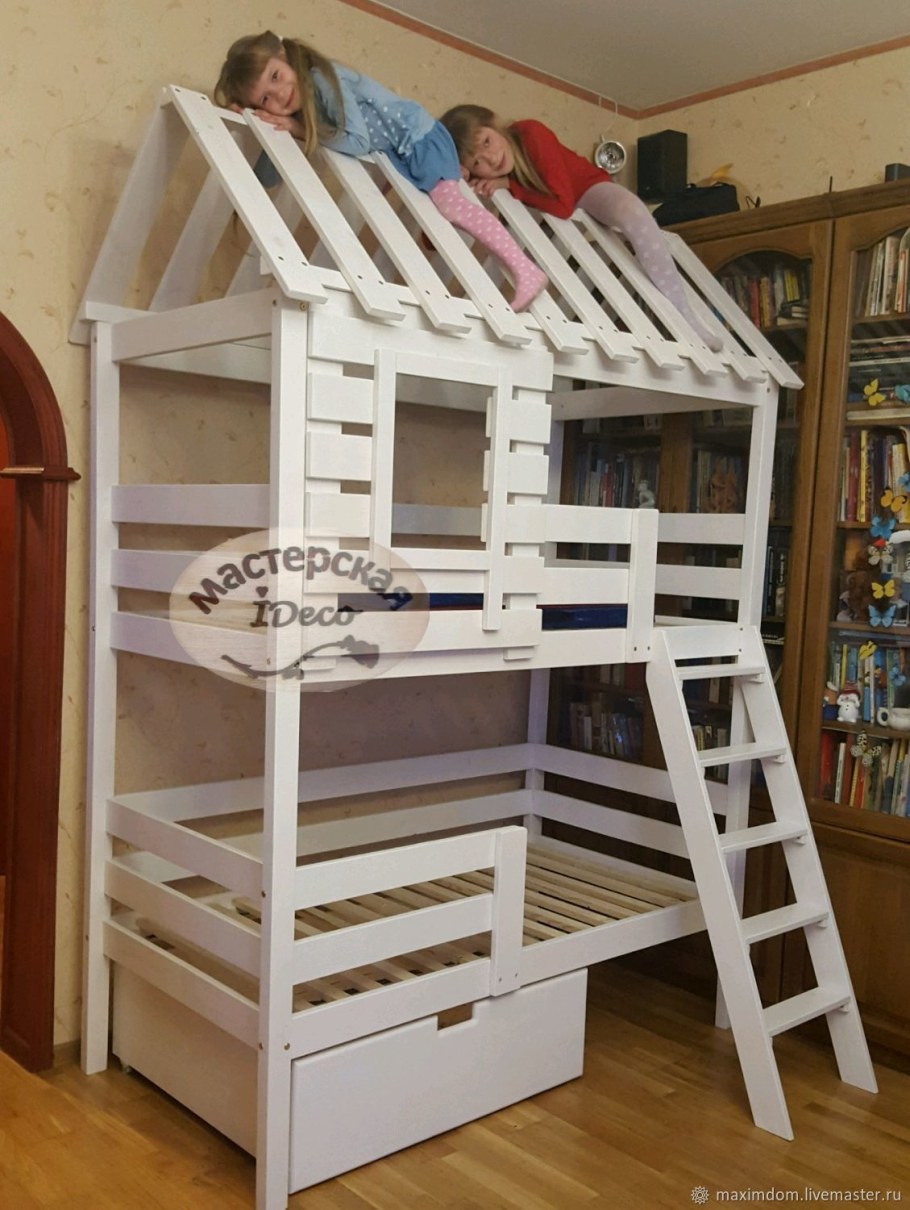 Детская 2-ярусная кровать домик Бильбао СЛК