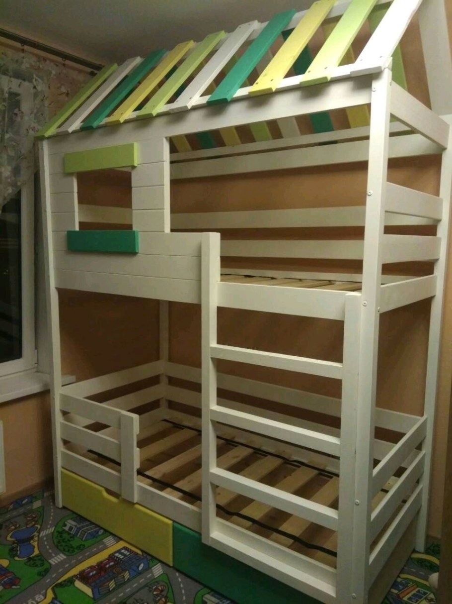 Двухъярусная кровать домик для детей
