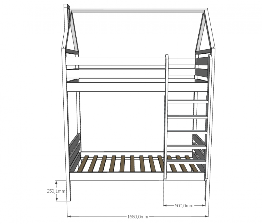 Двухъярусная кровать домик чертеж 160 80