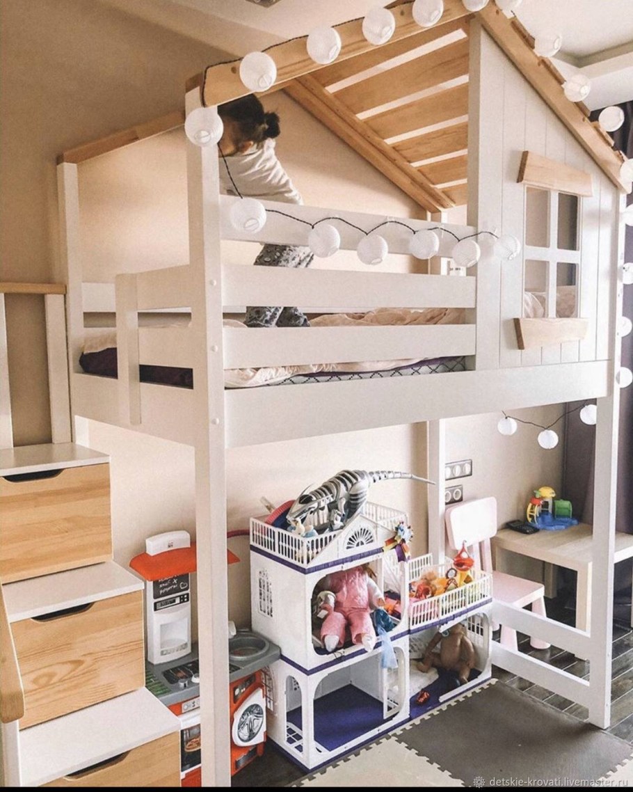 Детская кровать-чердак «Лахти 2.0» с лестницей-комодом