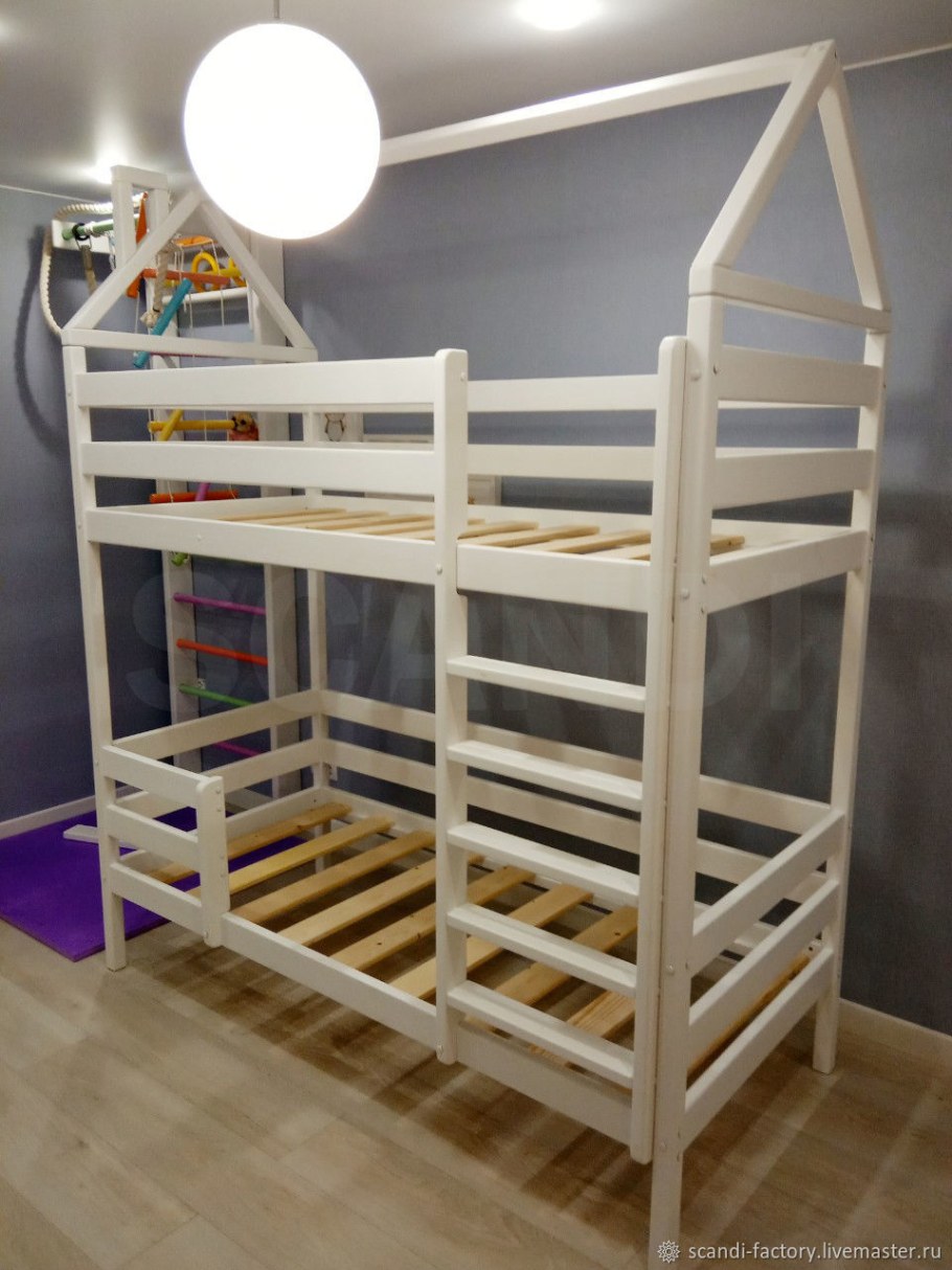 Двухъярусная кровать домик Сканди