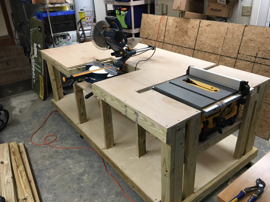 Table saw workbench
