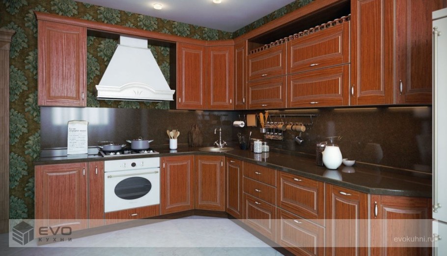 Кухня Кантри тёмная угловая