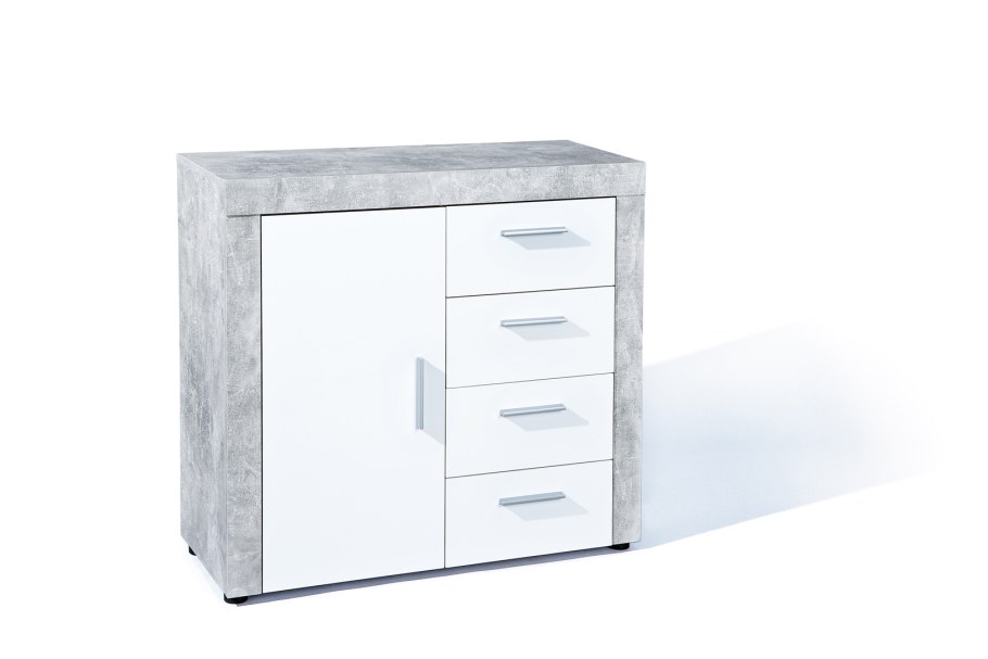 Юниор-2 ЛДСП лофт комод (бетон светлый, белый)