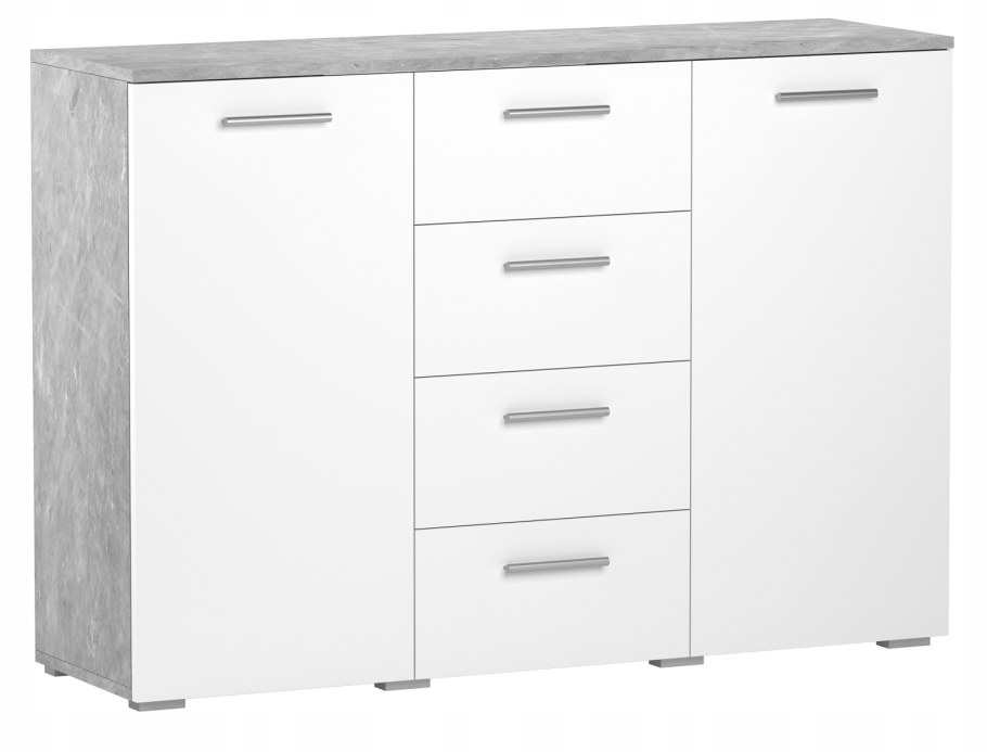 Комод 2+1d4s 200см бетон /белый глянец - мебель-4k